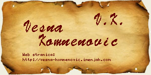 Vesna Komnenović vizit kartica